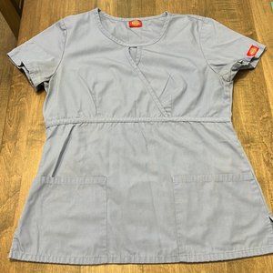 Womens Dickies blue scrub top, size S.